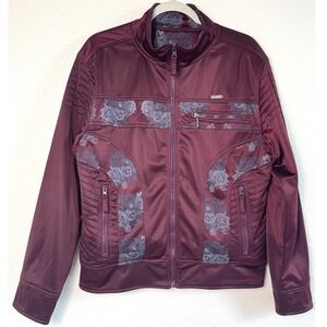 Vintage Caffeine Reversible Track Jacket Burgundy Y2k Medium
